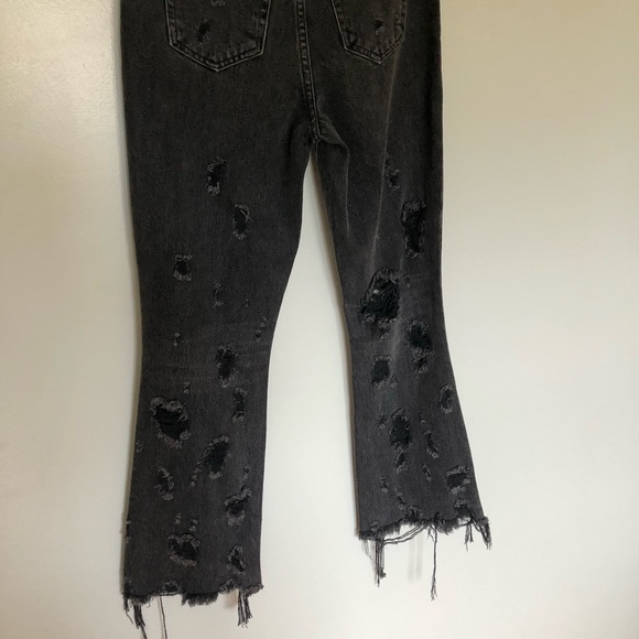 Denim x Alexander Wang Grind Jeans Distressed Destroyed Raw Hem Black 25 - Picture 6 of 7